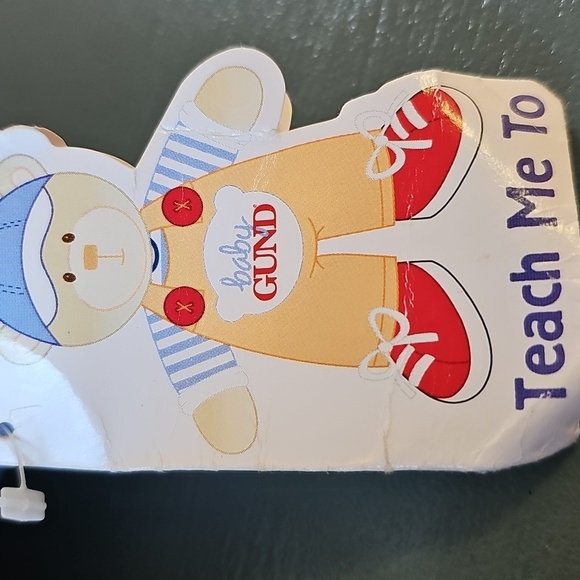 Baby Gund From nordstroms Striped Blue and‎ Tan Teddy Bear Teaching Toy. NWT - Picture 8 of 11